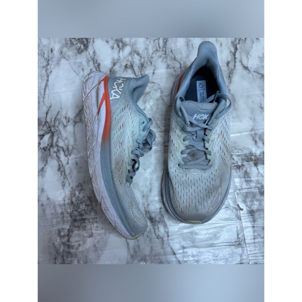 Hoka One One Light Blue grey gray Lace-Up Trainer sneakers shoes running size 8